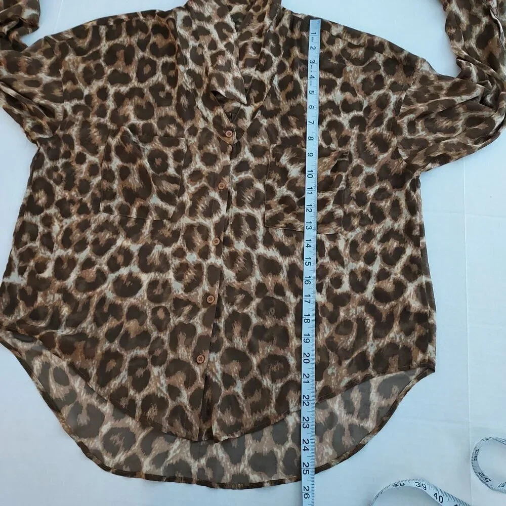 Free People Easy Rider Animal Print Sheer Top Size XS